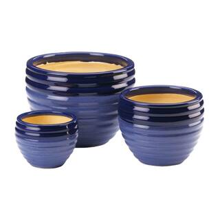 Zingz  Thingz Duo Blue Tone Planter (Set of 3) 6.25 in. 8.75 in. and 12 in. 4505521V