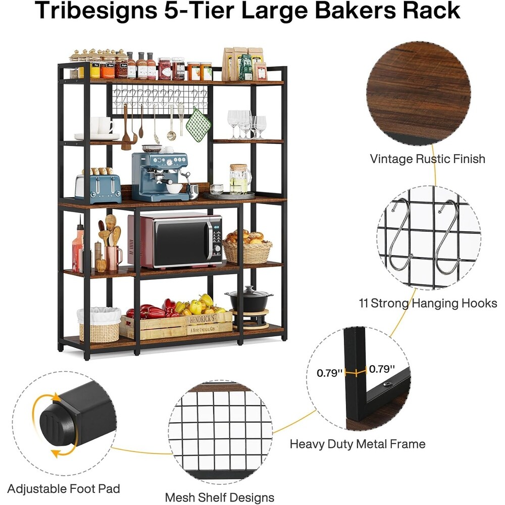 5 Tiers Large Bakers Rack  Kitchen Hutch