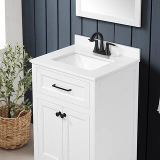 Home Decorators Collection Hanna 24 in. W x 19 in. D x 34.50 in. H Freestanding Bath Vanity in White with White Engineered Stone Top Hanna 24W