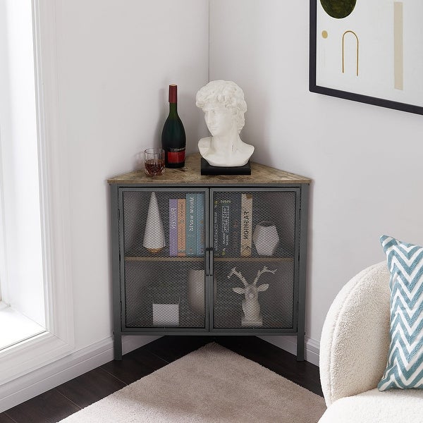 Modern Triangle Corner Side Table/End Table with 3-tier Shelf