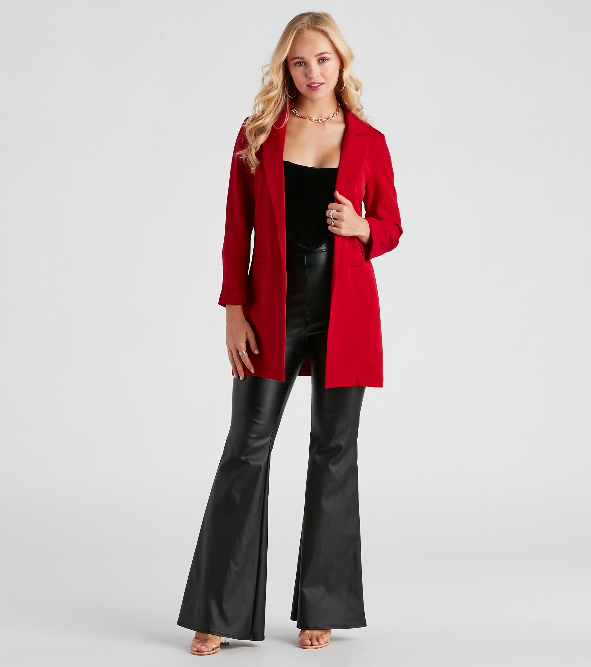 Biz Call 3/4 Sleeve Boyfriend Blazer