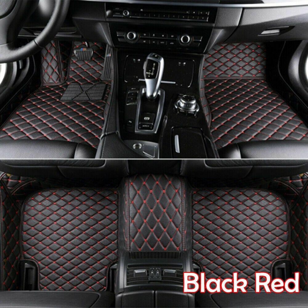 WUZSTAR Waterproof Car Floor Mats Luxury Custom Floor Liner Auto Mats for Dodge Challenger/ Charger 2011-2019(Black Red Stitching)