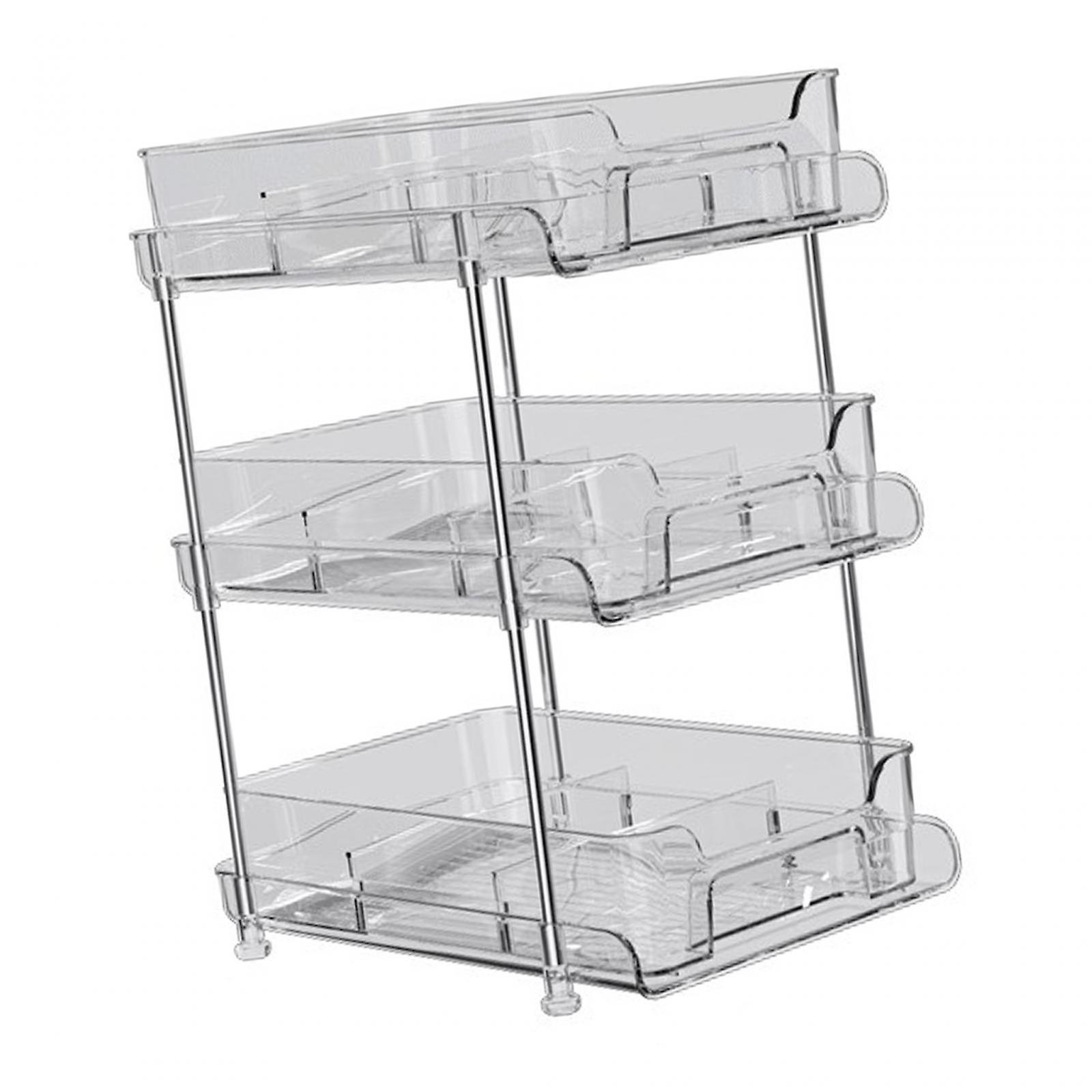 Shower Caddy Shelf Pull Out Cabinet Organizer Perfumes Bathroom Storage Rack 3 Tier 29x21.2x37cm