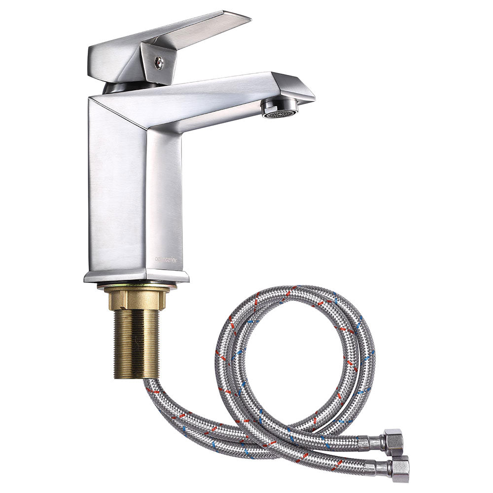 Aquaterior Bathroom Sink Faucet Square 1-Handle Cold & Hot, 7