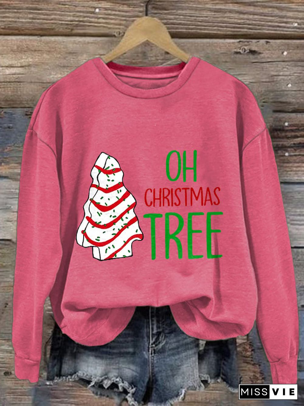 Women's Oh Christmas Tree Print Casual Sweatshirt