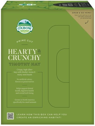 Oxbow Prime Cut Hearty and Crunchy Timothy Hay Small Pet Food， 80-oz bag