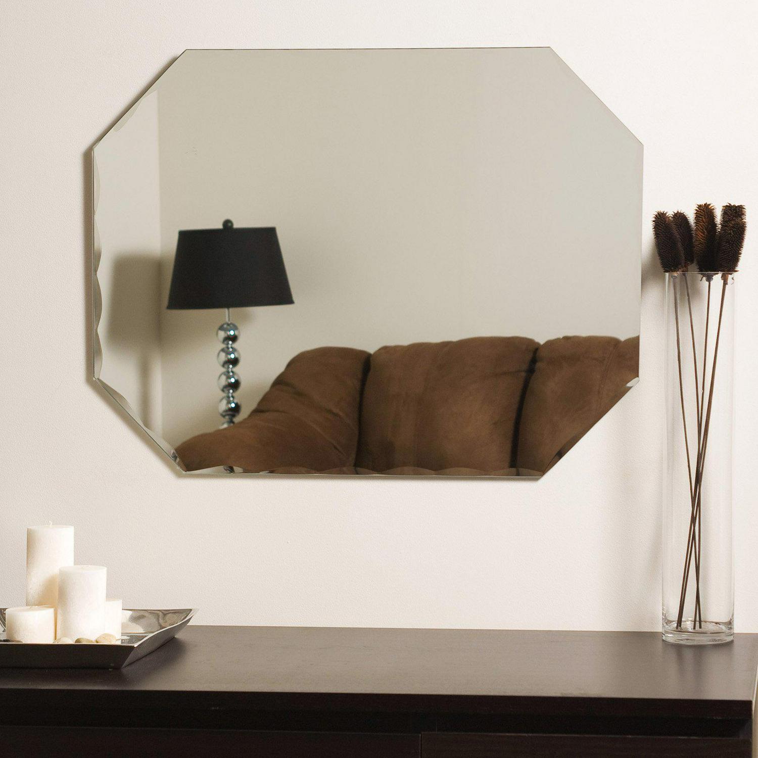 Frameless Octagon Scallop Beveled Mirror