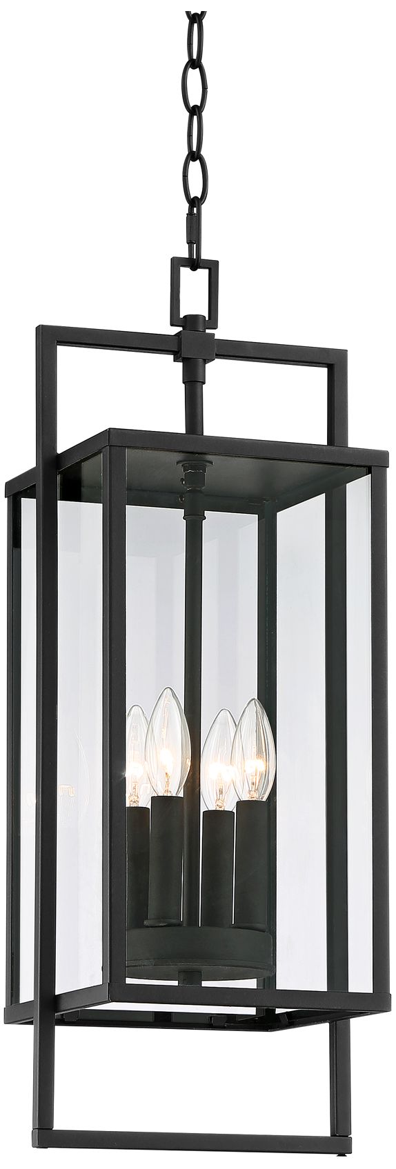 Possini Euro Design Contemporary Outdoor Hanging Light 4-Light Fixture Black 24 1/4