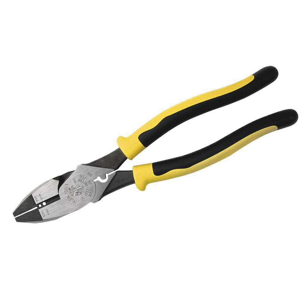 Klein Tools 9 in. High-Leverage Side Cutting Pliers with Wire StripperCrimper J2139NECRN