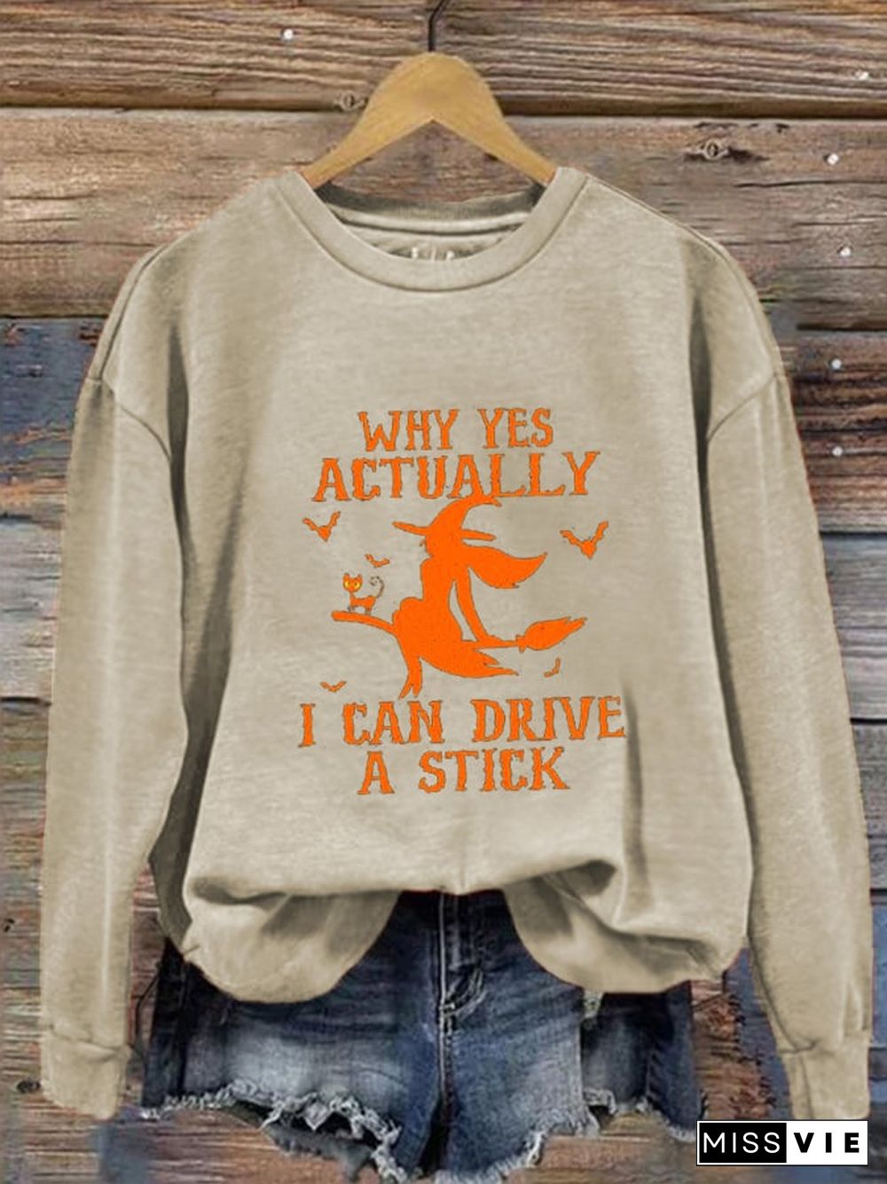 Women's Halloween Why Yes Actually I Can Drive A Stick Prnted Sweatshirt