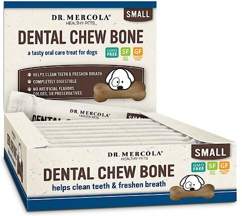 Dr. Mercola Dental Chew Bone Rawhide-Free Small Dental Dog Treats， 12 count