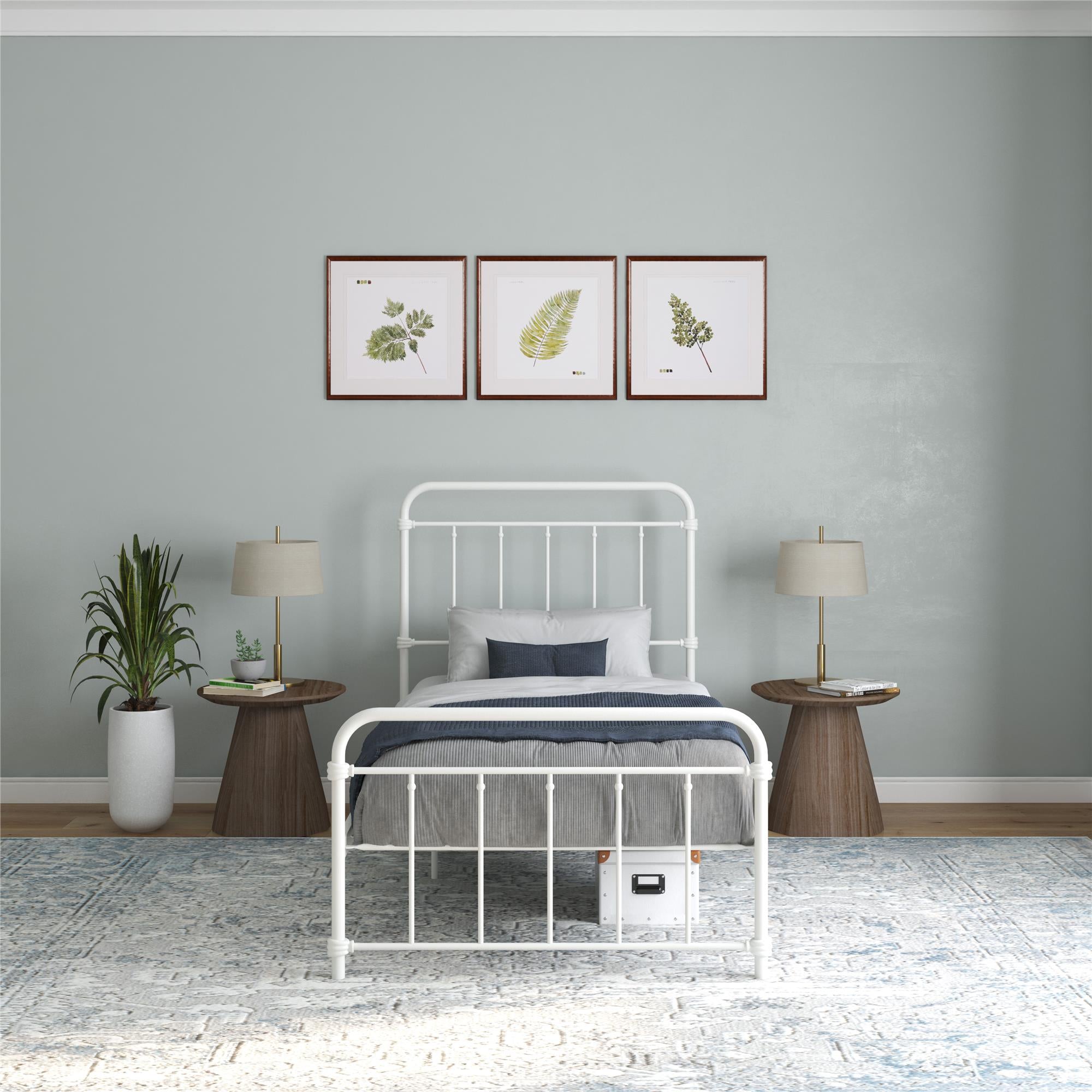 Desert Fields Wallace Metal Platform Bed, Twin, White