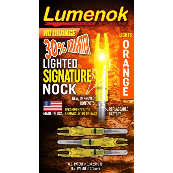 Burt Coyote 3-Pack Lumenok Orange Lighted Signature Nocks