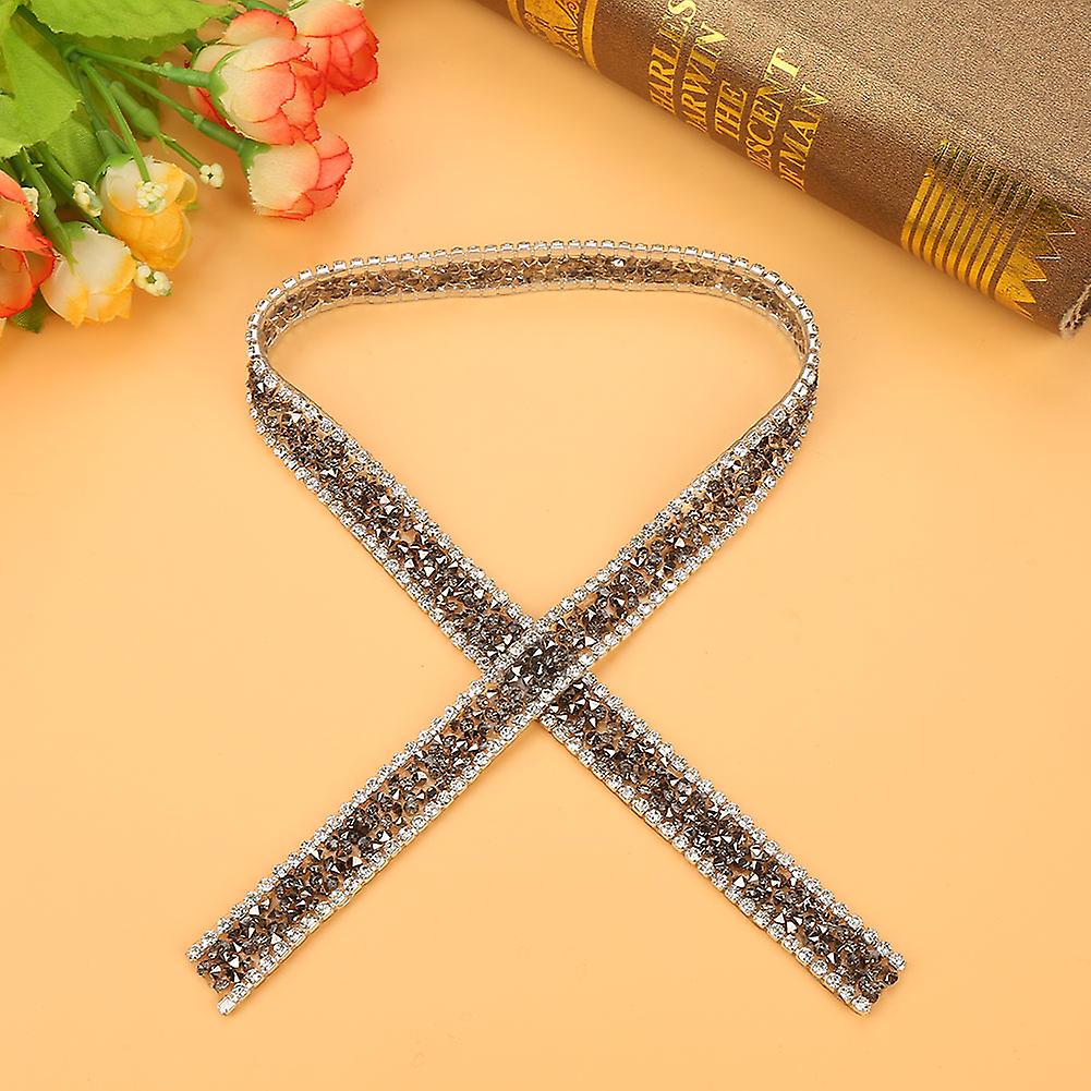 1yard 15mm Diamond Mesh Wrap Roll Sparkle Crystal Rhinestone Ribbon Decoration (gray)