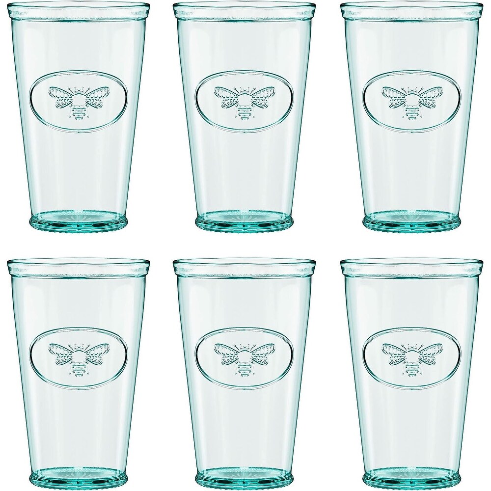 Amici Home Bee Relief Hiball Drinking Glasses Set of 6   16 Ounces