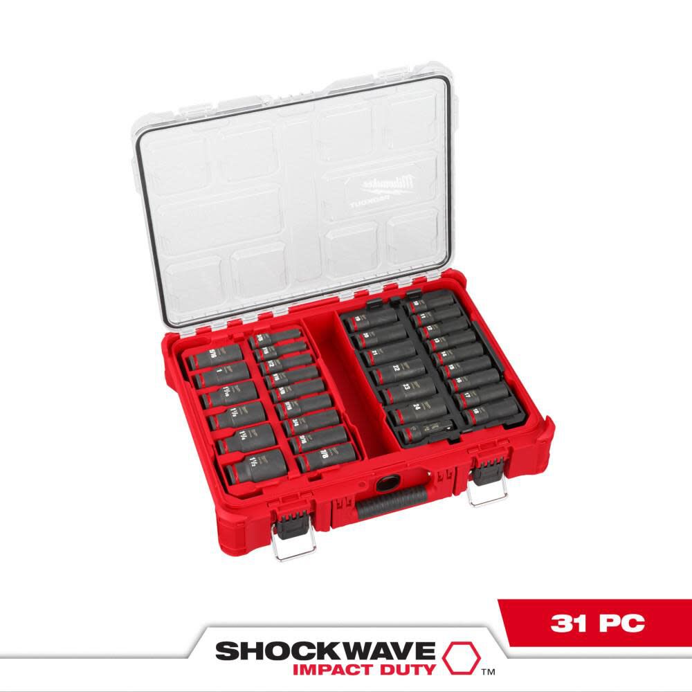 MW SHOCKWAVE Impact Duty Socket 1/2 Dr SAE/MM PACKOUT Set 31pc 49-66-6806 from MW