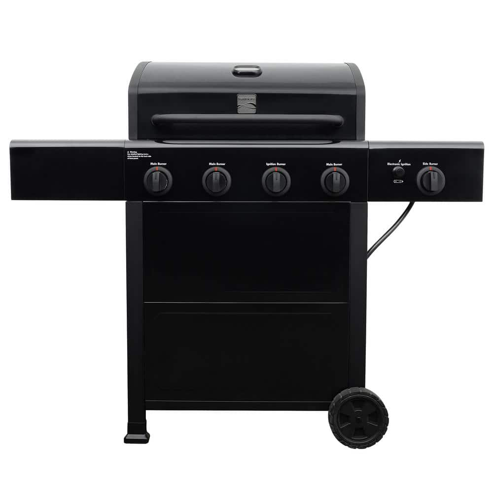 KENMORE Kenmore 4 Burner Open Cart Propane Gas BBQ Grill with Side Burner, Black PG-40406SOL-1