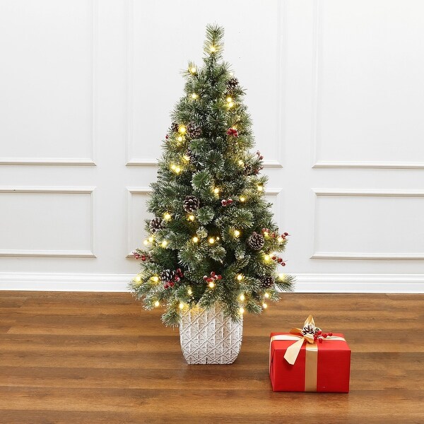 4Ft PreLit Artificial Pine Tree Potted Christmas Tree