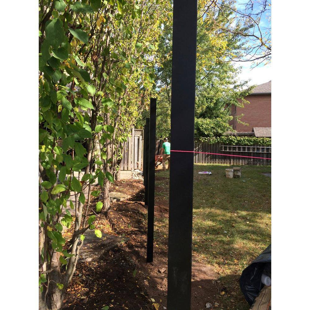 Slipfence 3 in. x 3 in. x 12 ft. 4 in. Black Powder Coated Aluminum Fence Post Includes Post Cap SF2-PK312