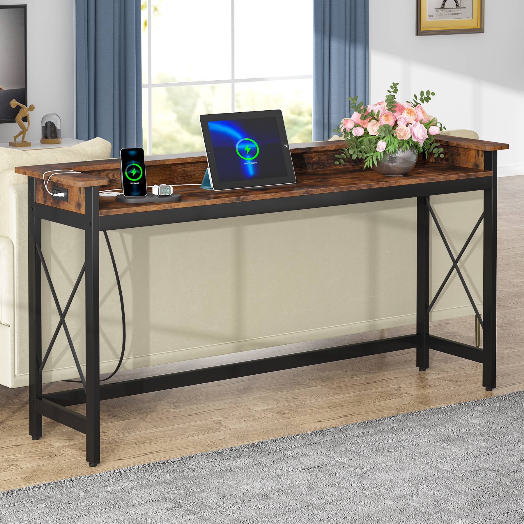 Industrial Console Table, 70.9