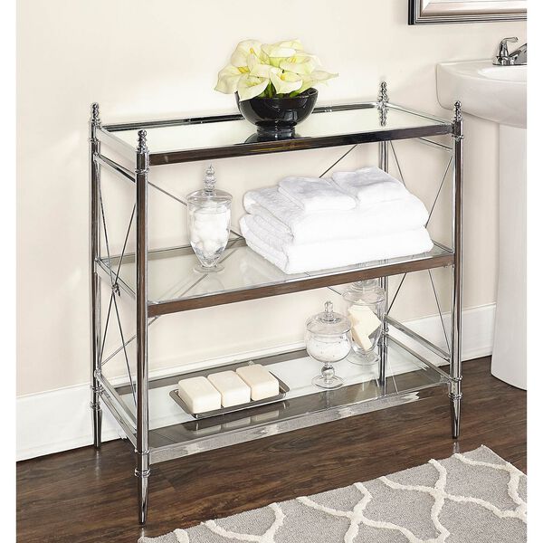 Joliet Chrome and Glass Bathroom Floor Console