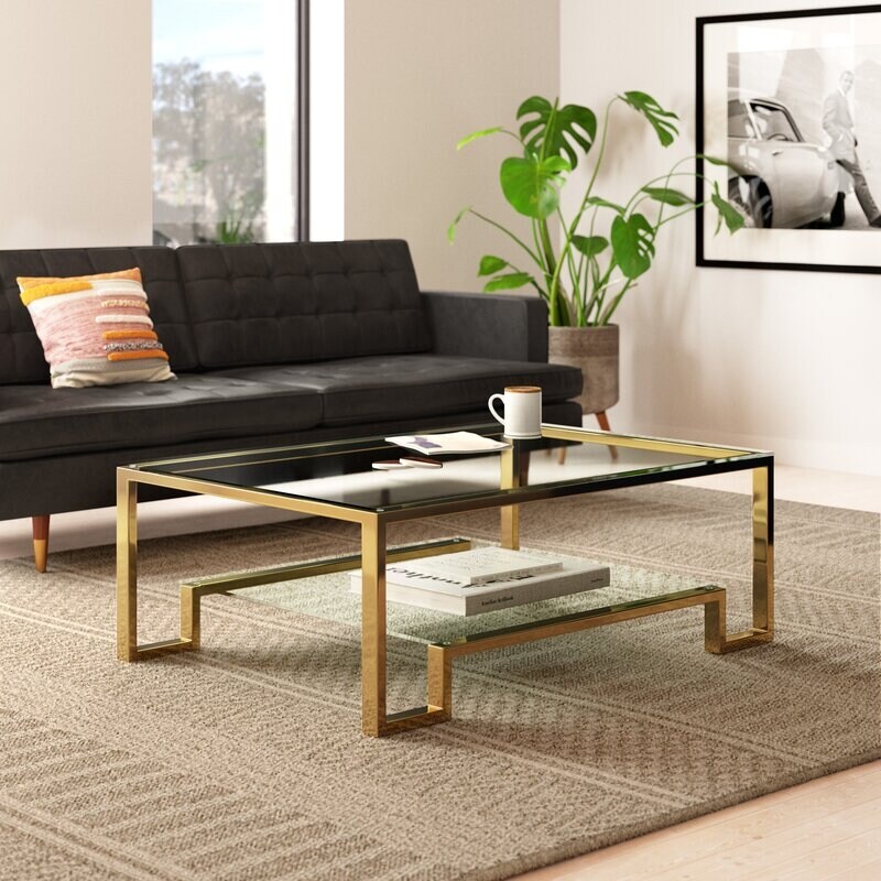 Laurence Coffee Table High Polish Gold.