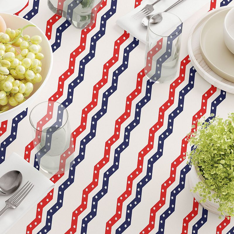 Square Tablecloth， 100% Polyester， 70x70， Patriotic Chevron