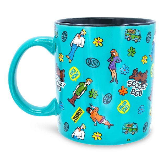 Silver Buffalo Scooby doo Sticker Pattern Ceramic Mug Holds 20 Ounces