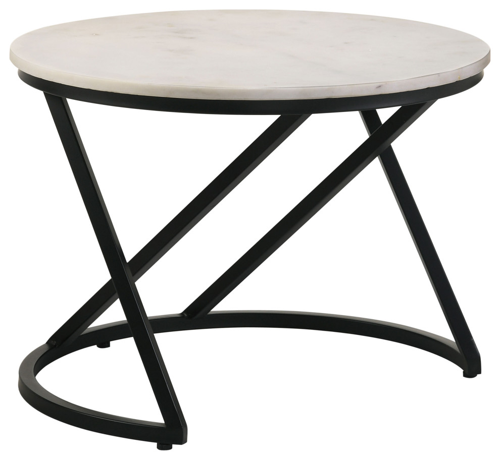 Miguel Round Accent Table With Marble Top White and Black   Modern   Side Tables And End Tables   by Modon  Houzz