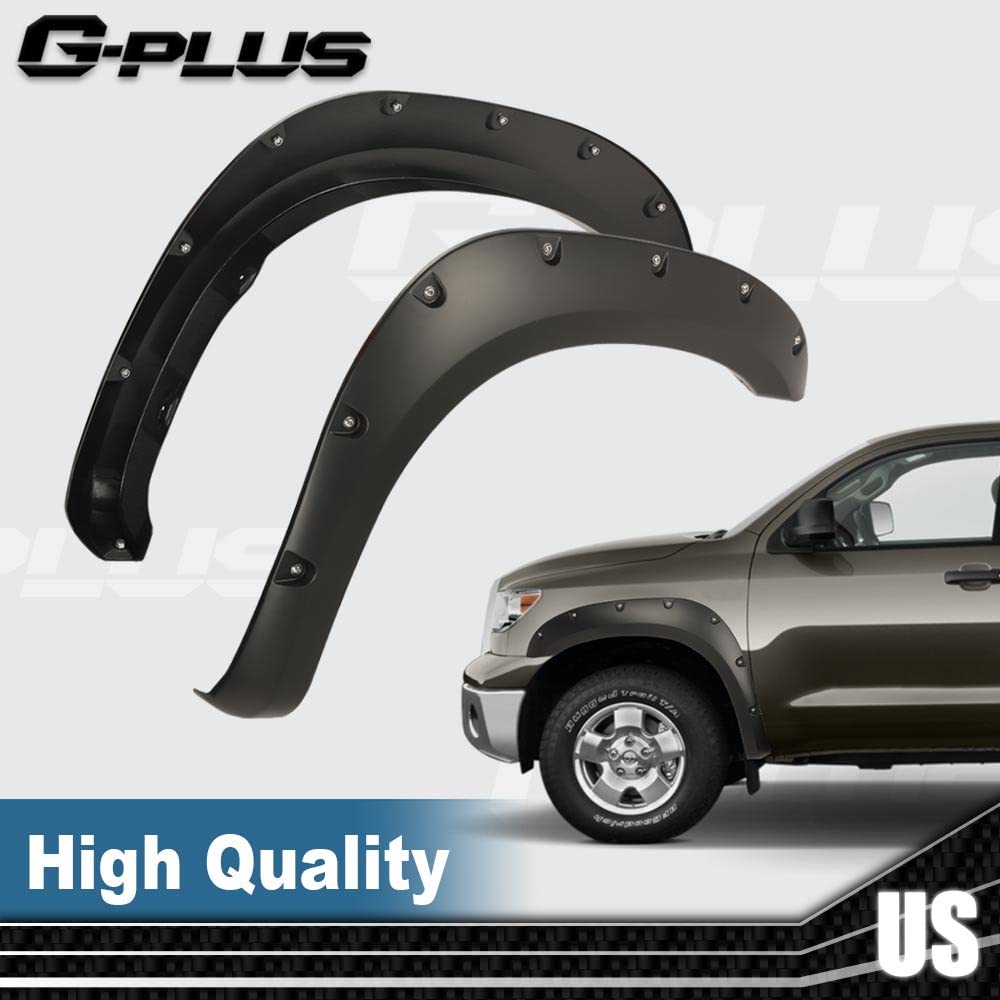 G-Plus Fender Flares Fit for 2007-2013 Toyota Tundra Wheel Fender Flares Pocket Rivet Style Smooth