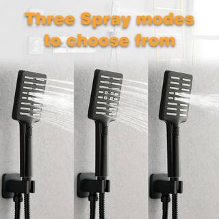 FORCLOVER 3-Spray Waterfall High Pressure Wall Mounted Shower System with 3 Body Sprays and Handheld Shower in Matte Black FRIMFTHS12MB