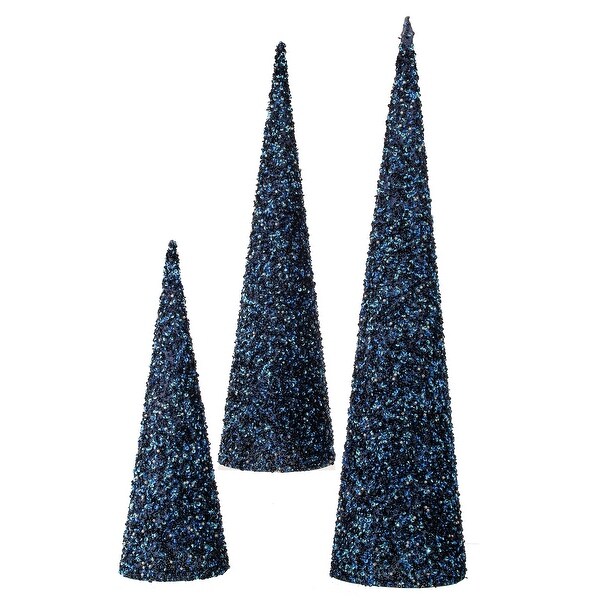 182430 Sequin Bead Cone Tree Set of 3