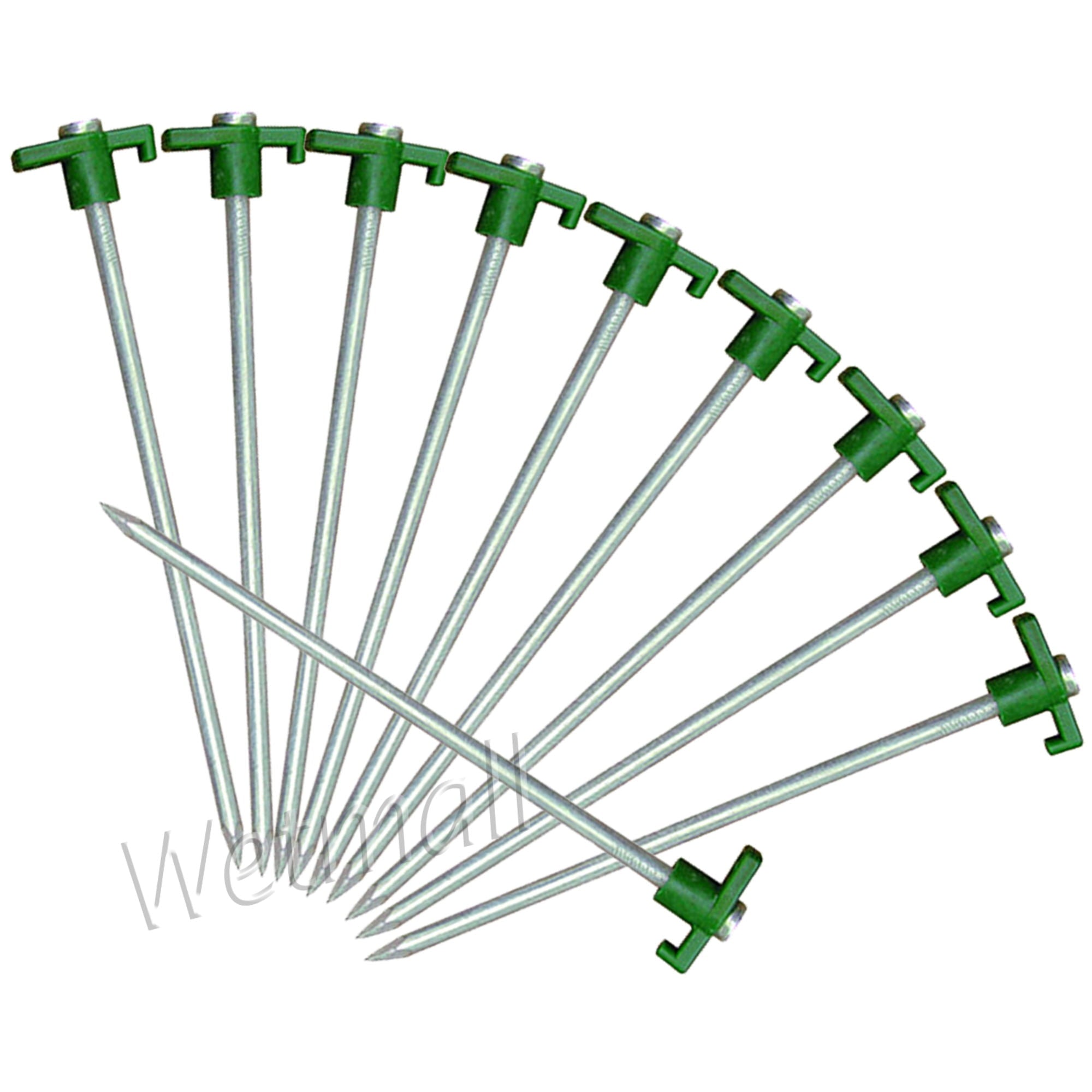 SE 10.5" Galvanized Non-Rust Tent Peg Stakes w/ Green Stopper (Set of 10) 9NRC10