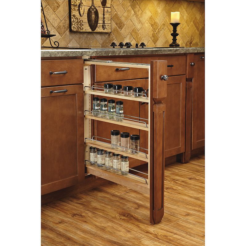 Rev-A-Shelf 6 Pull-Out Base Filler Cabinet Organizer Spice Rack， 432-BFBBSC-6C