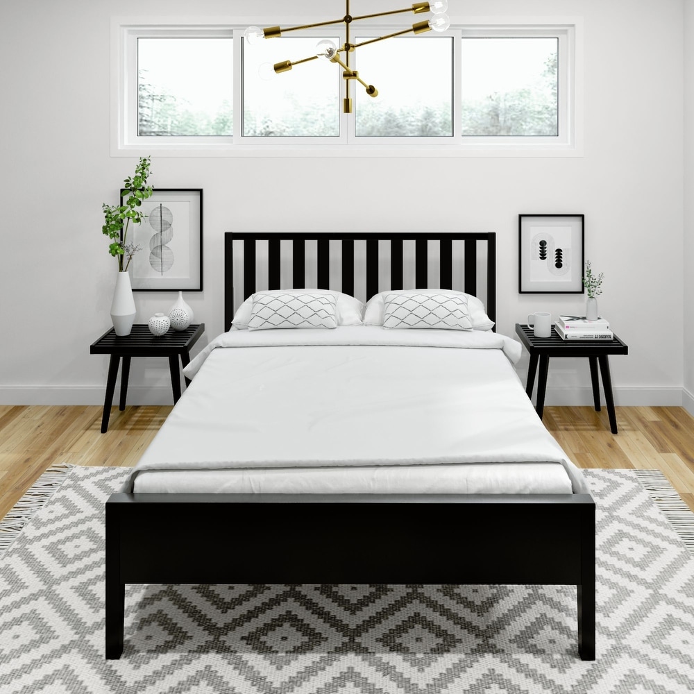 Plank and Beam Modern Full Size Bed with Slatted Headboard