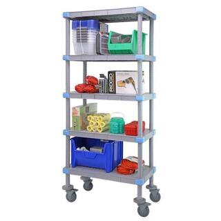 QUANTUM STORAGE SYSTEMS Millenia Gray 5-Tier Rust Proof Plastic Polymer Vented Industrial Shelving Unit (24 in. W x 86 in. H x 72 in. D) QP247286VS-5