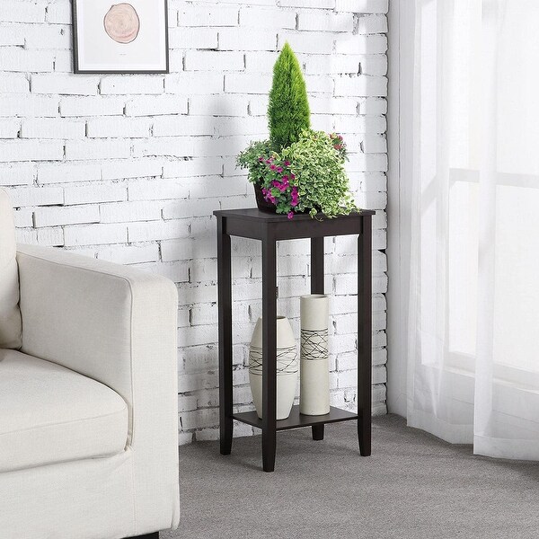 End Table， 2-Tier Nightstand with Shelf， Narrow Side Table for Small Space in Living Room， Bedroom and Balcony