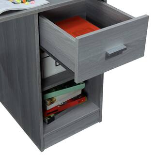 TECHNI MOBILI 41 in. Rectangular Gray 1 Drawer Writing Desk with Hutch RTA-8409-GRY