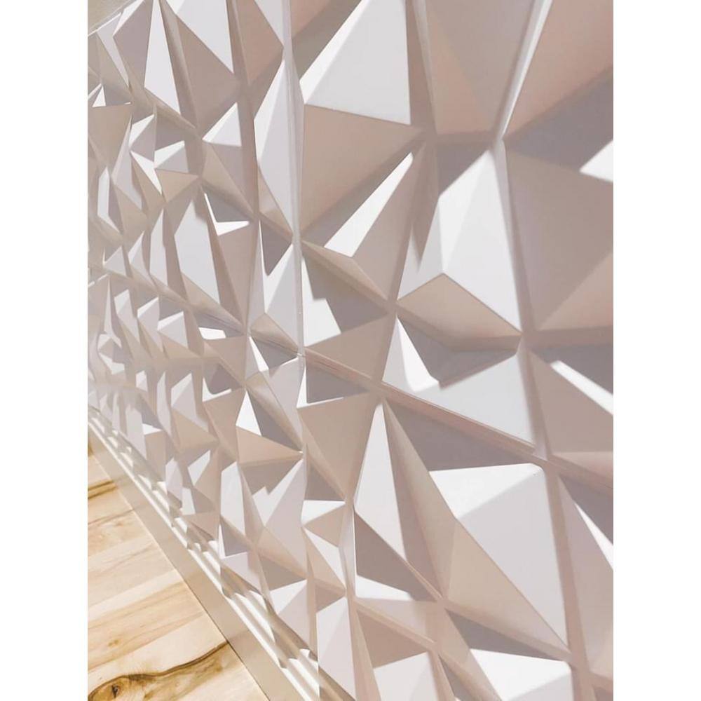 Art3dwallpanels Decorative 3D Wall Panels 11.8 in. x 11.8 in. White PVC Diamond Design (Pack of 33-Tiles 32 sq. ft.) A10hd315