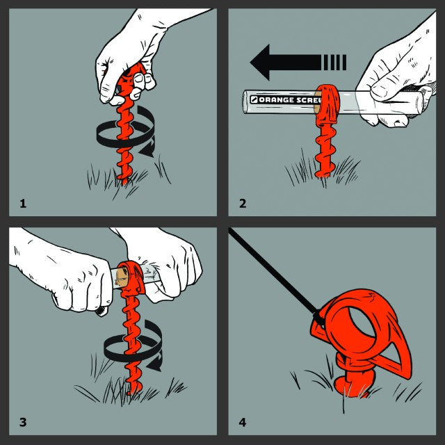 Orange Screw: The Ultimate Ground Anchor | Small 4 Pack | Made in The USA