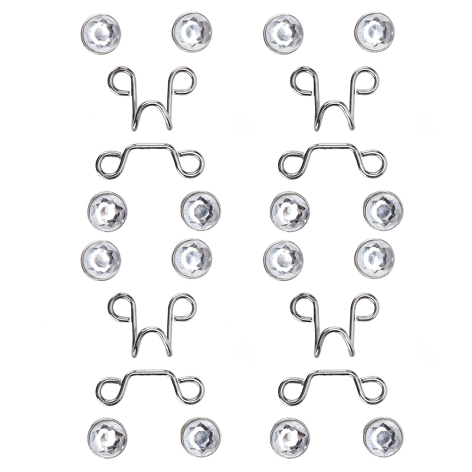 16pcs Button Pins Reusable Sturdy Durable Detachable Card Slot Design Convenient Jean Buttonsmall White Rhinestone