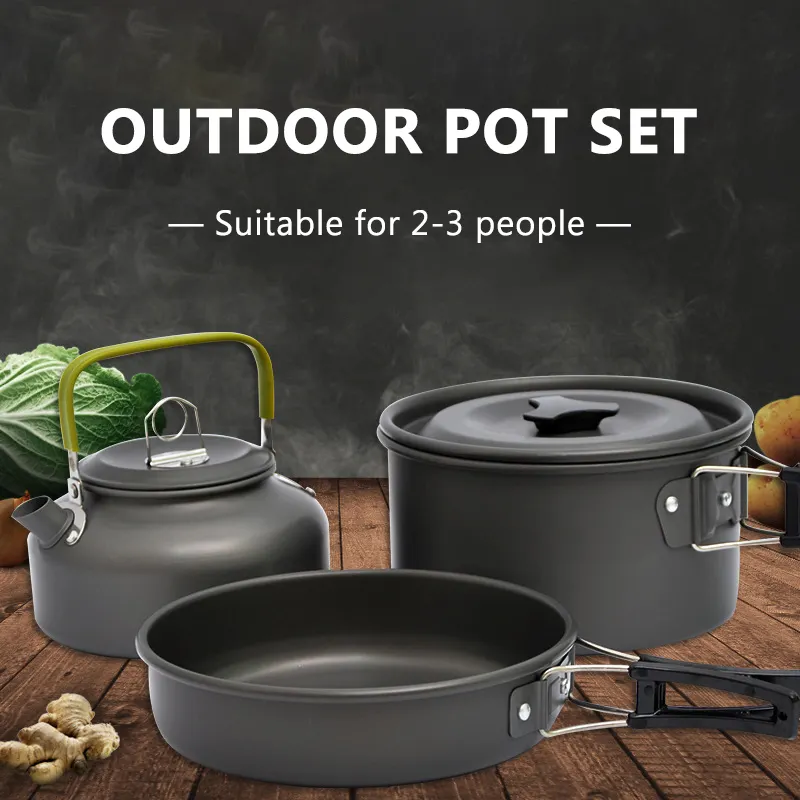 CPK DS009 Portable Outdoor Picnic Hiking Camping Cookware Set Cookware Set Pots Non Stick Kitchen Camping Cookware Set