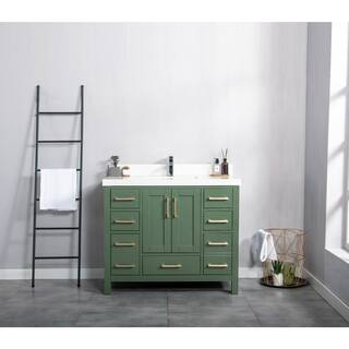 Willow Collections Malibu 42 in. W x 22 in. D x 36 in. H Bath Vanity in Lafayette Green with 2 in Carrara Quartz Top MLB_LGNCARQZ42