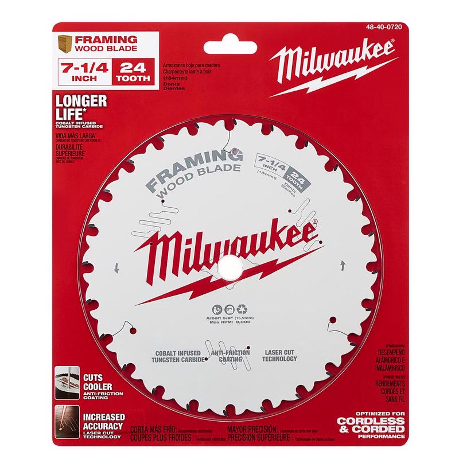 MW 7-1/4 in. D X 5/8 in. Framing Tungsten Carbide Circular Saw Blade 24 teeth 1 pc