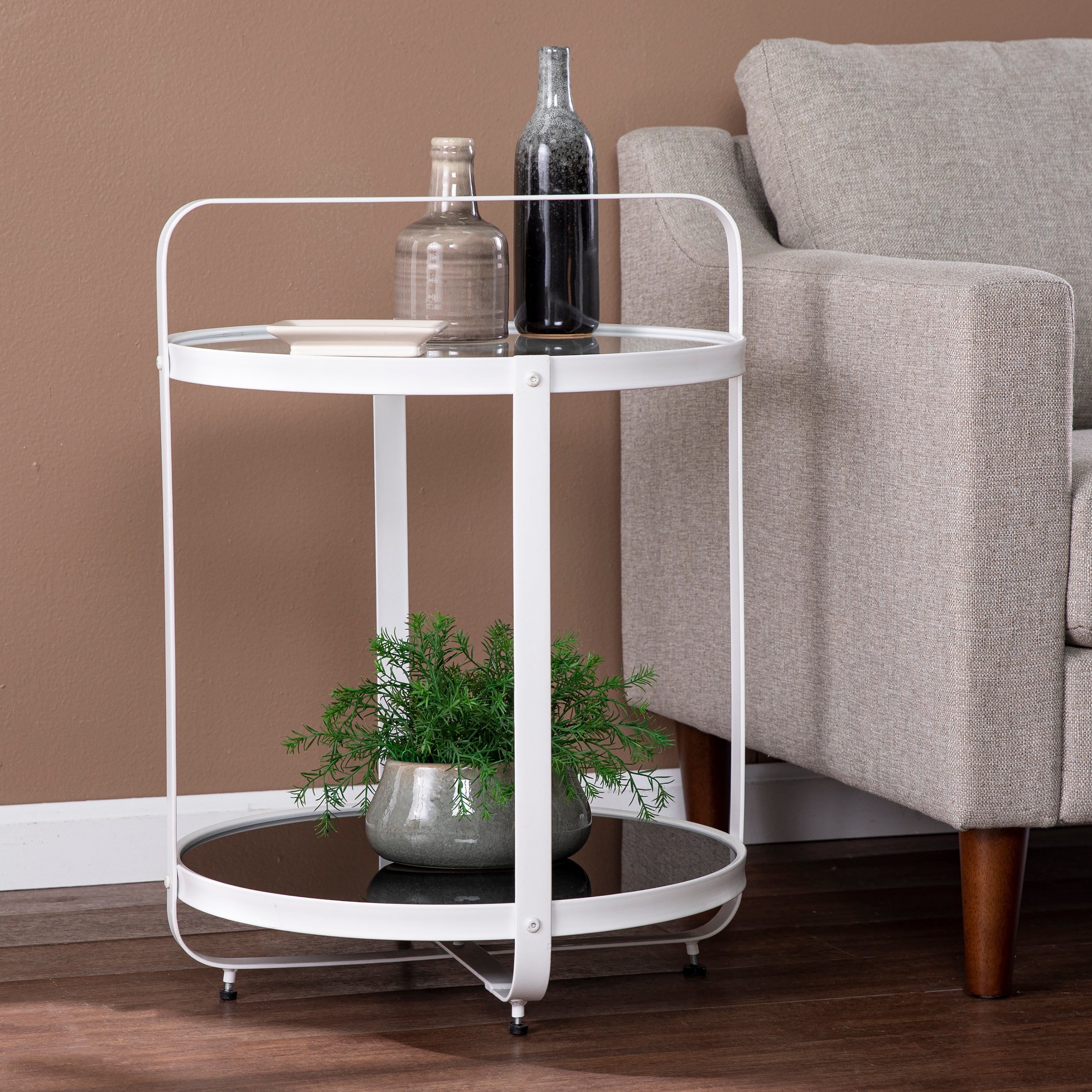 SEI Furniture Valerio Contemporary White Glass Side Table