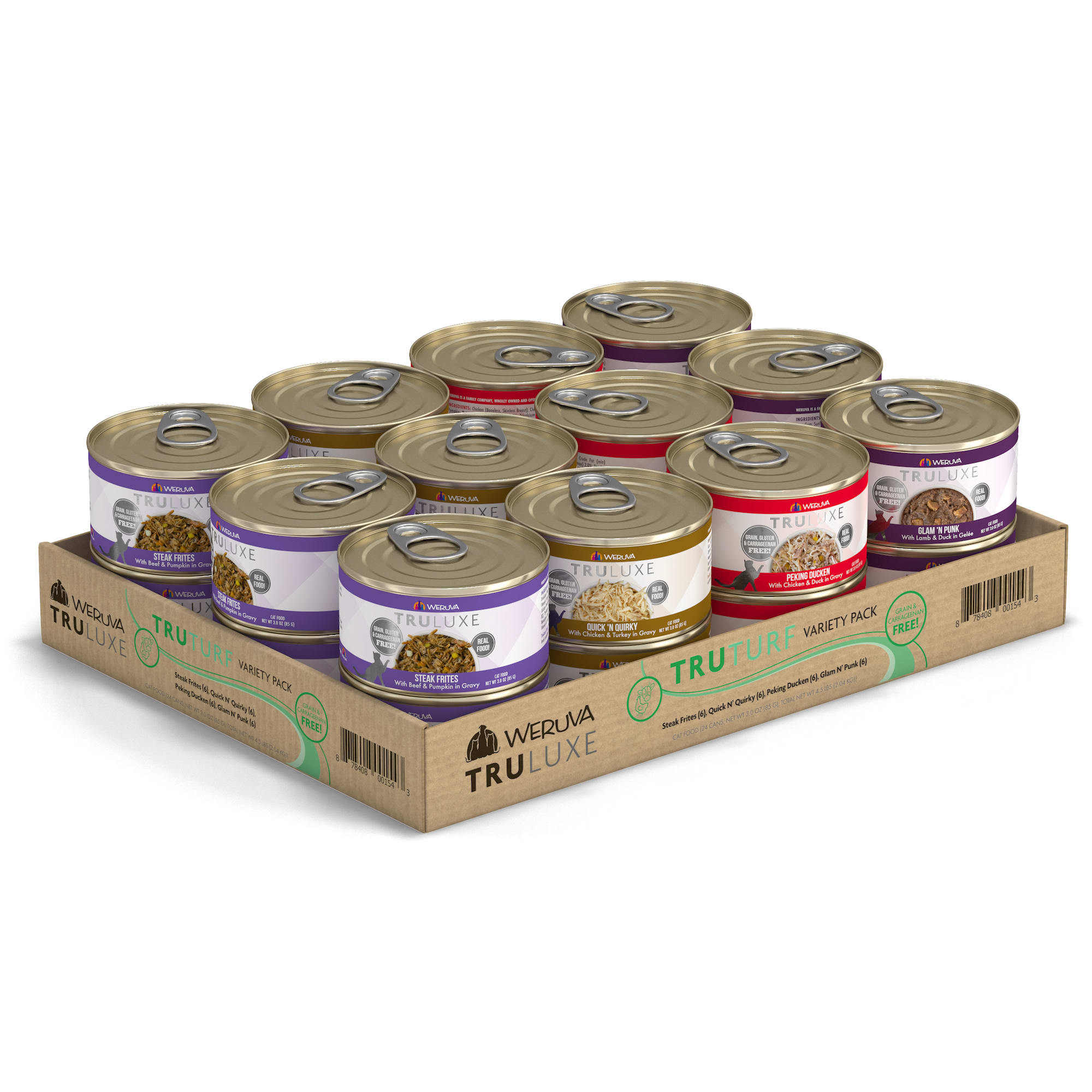 TruLuxe TruTurf Variety Pack Wet Cat Food， 3 oz.， Count of 24