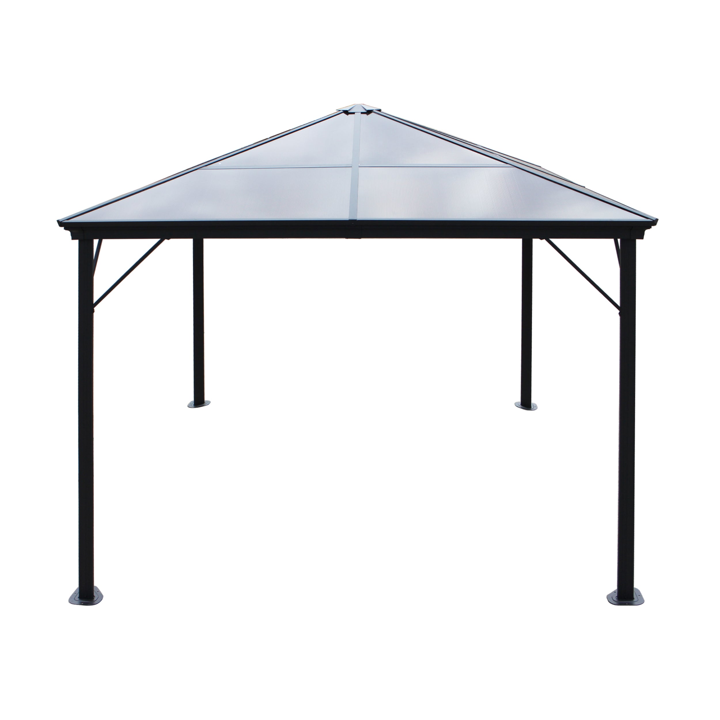 Halley Outdoor 10 x 10 Foot Black Rust Proof Aluminum Framed Hardtop Gazebo (No Curtains)