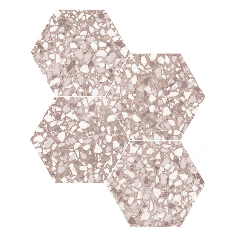 Industry Tile 9x10 Hexagon Terrazzo Pink Porcelain Tile (16 pc  8.08 sq ft per case)