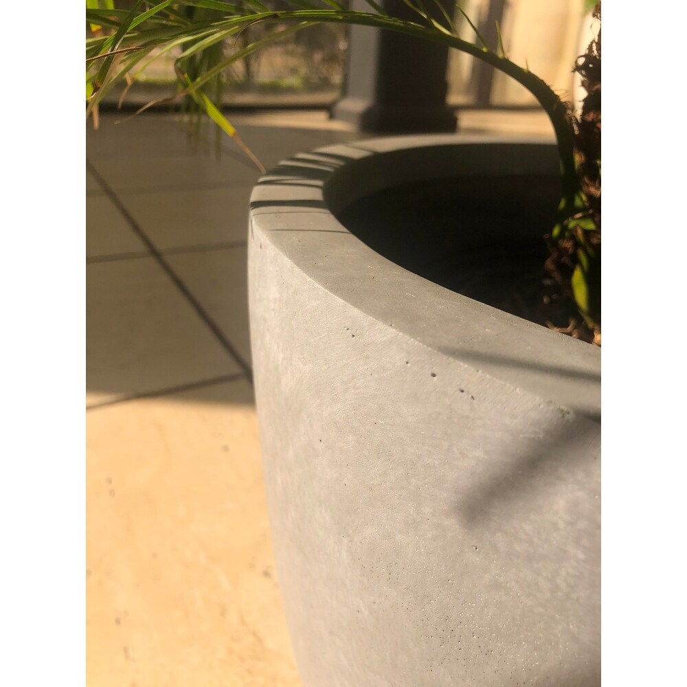 Kante 12 in. Tall Slate Gray Lightweight Concrete Round Modern Indoor/Outdoor Planter