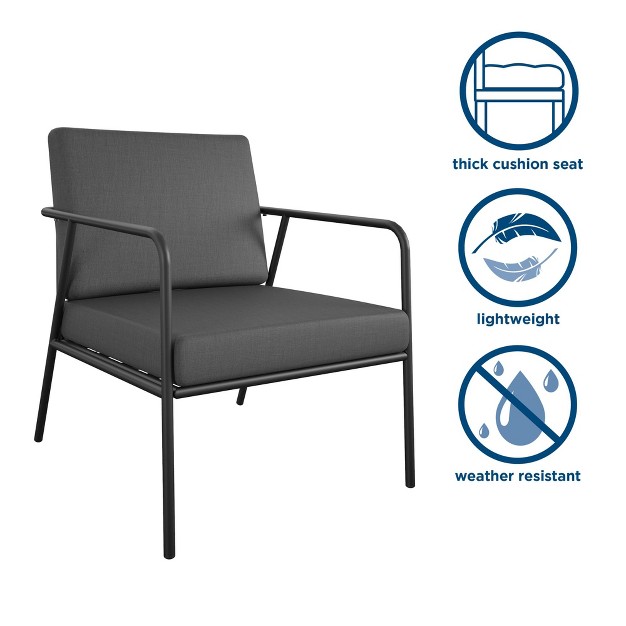 Cosco Modern Cushioned Outdoor Lounge Armchairs 2 pack Dark Gray